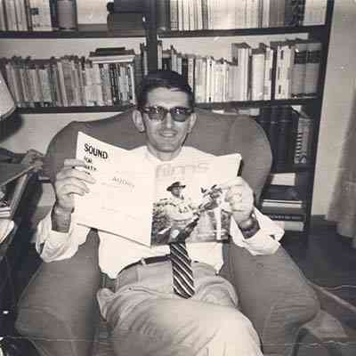 Yannis at a young a ge reading nothing other than a film magazine.