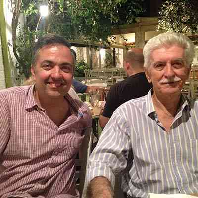 With Yannis at Vyrinis' taverna in Pangrati.