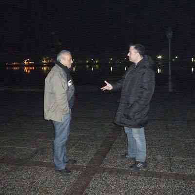 Ioannina. Sotiris Dimitriou and I by the lake Pamvotis.