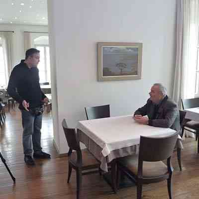 Getting Sotiris Dimitriou ready for the shooting.