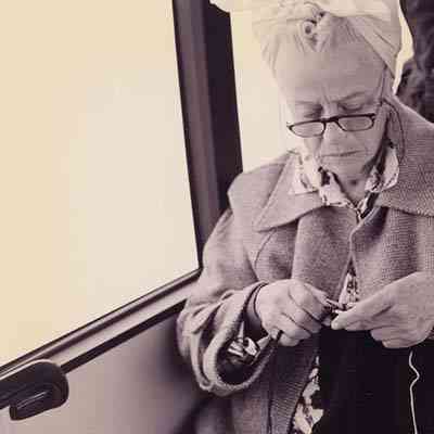 Tasso Kavvadia wouldn't stop knitting between takes.