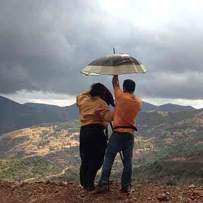 Claudio Bolivar and myself as an assistant cameraman, trying to protect the camera.